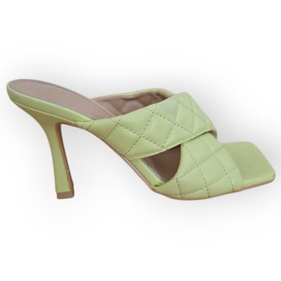 Wild Diva Lounge Mint Green Faux Leather Double Cross Open Toe Mules 6 - Picture 1 of 9